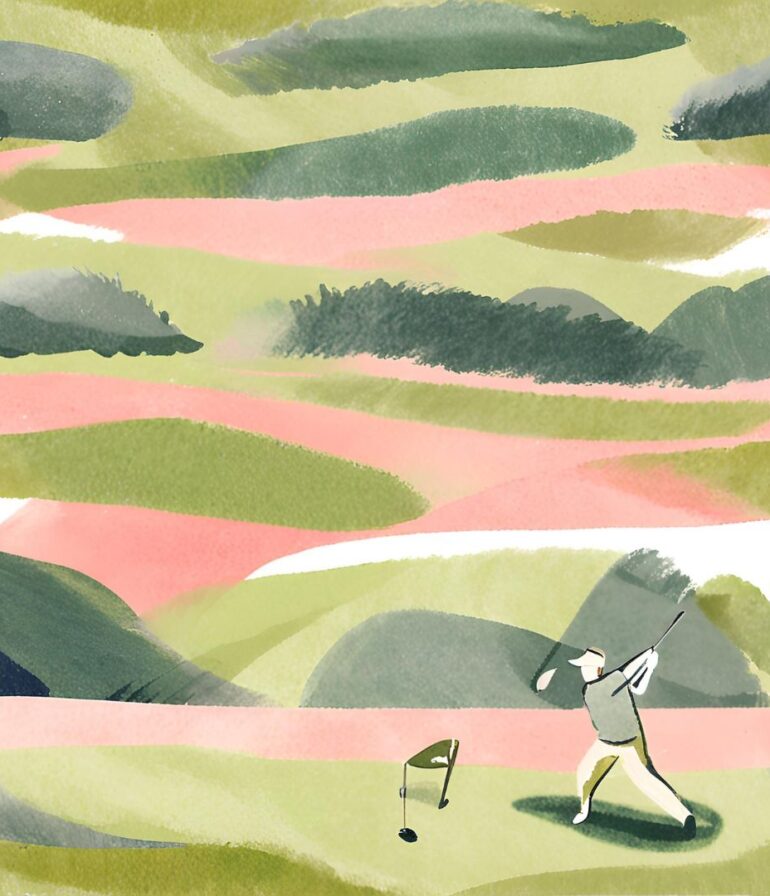 AI watercolor golf painting