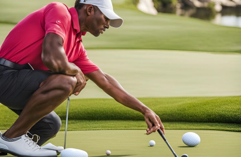 Golfer on putting green